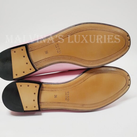 GUCCI SHOES BRIXTON PINK LEATHER LOAFER MYSTIC CAT w HORSEBIT sz 36 6 US - Picture 14 of 15